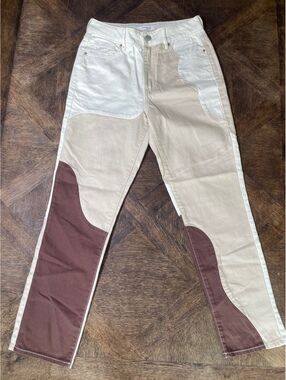 Pacsun tri color brown tan cream mom jean high rise NWOT size 26